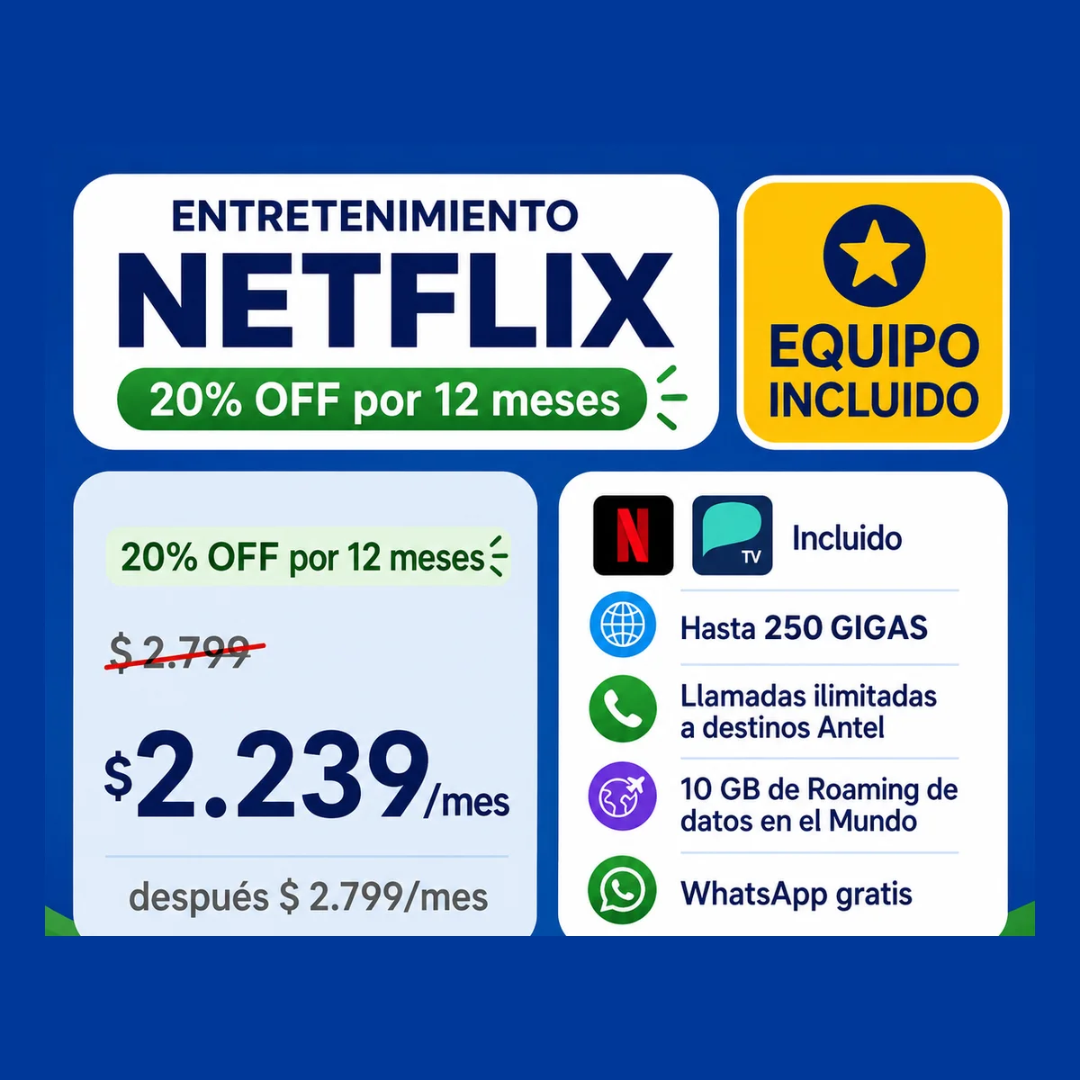 PLAN ENTRETENIMIENTO NETFLIX 250GB